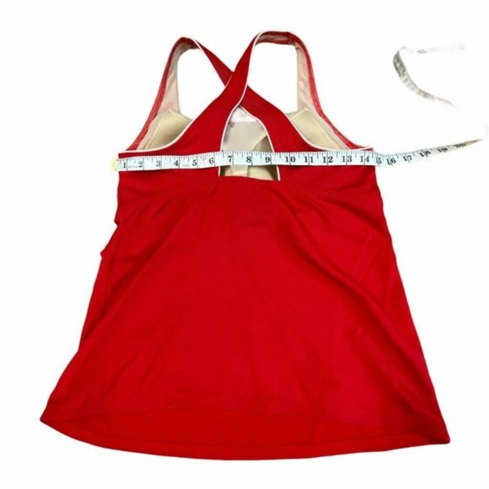 Lands End Womens Square Neck Tankini Swim Top 8L long Red - Picture 6 of 12
